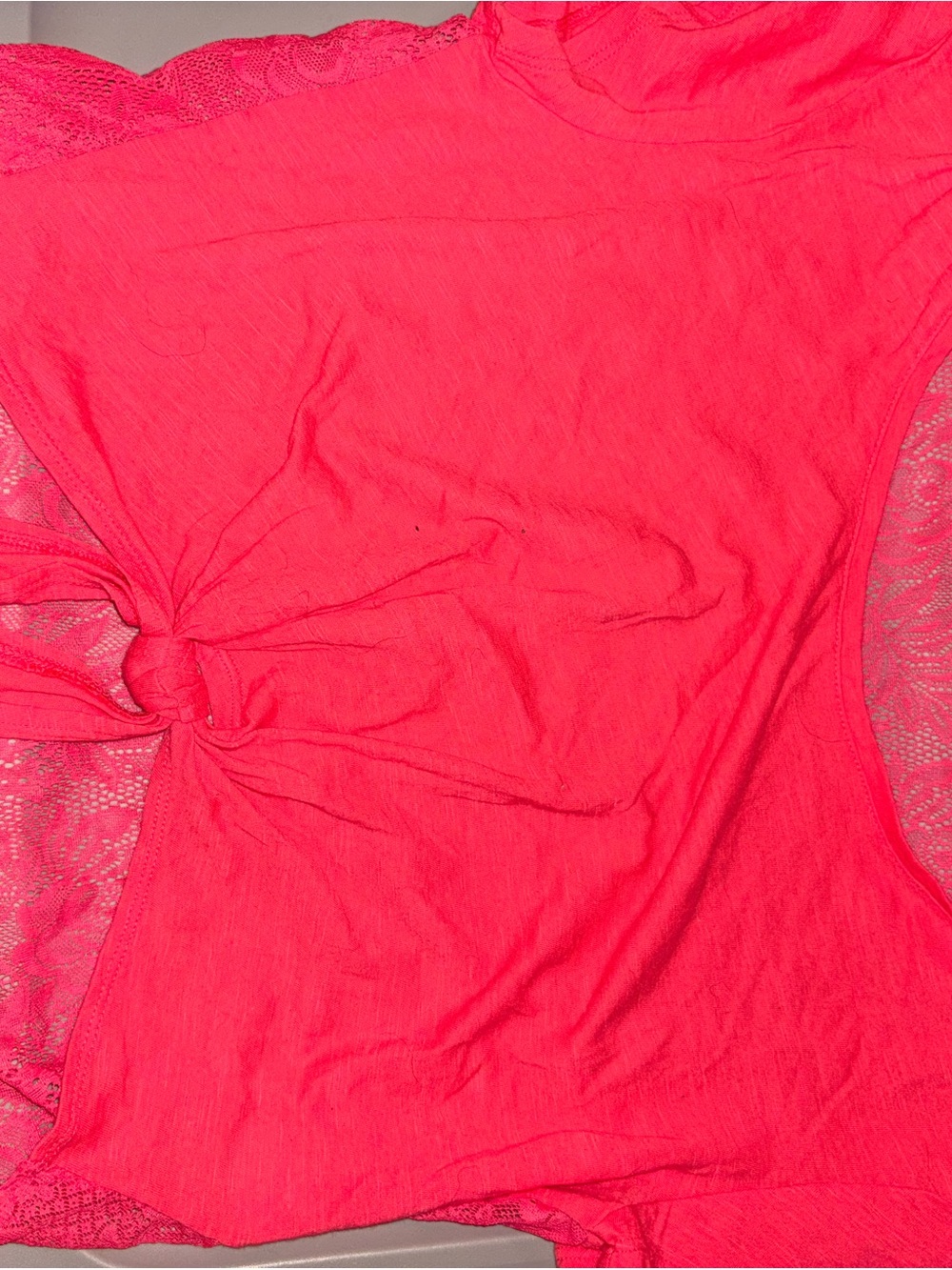 SO Bright Pink Lace-Trim Crop Top